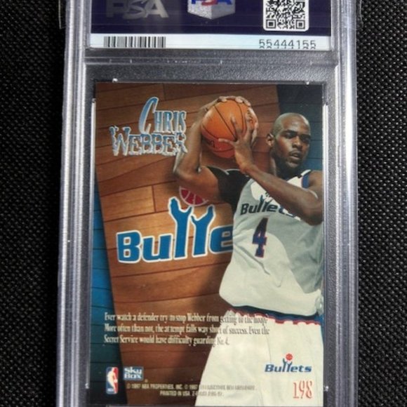 1996-97 Skybox Z Force Chris Webber #198 Bullets HOF PSA 9 MINT Pop 1 None Highe - Picture 2 of 2